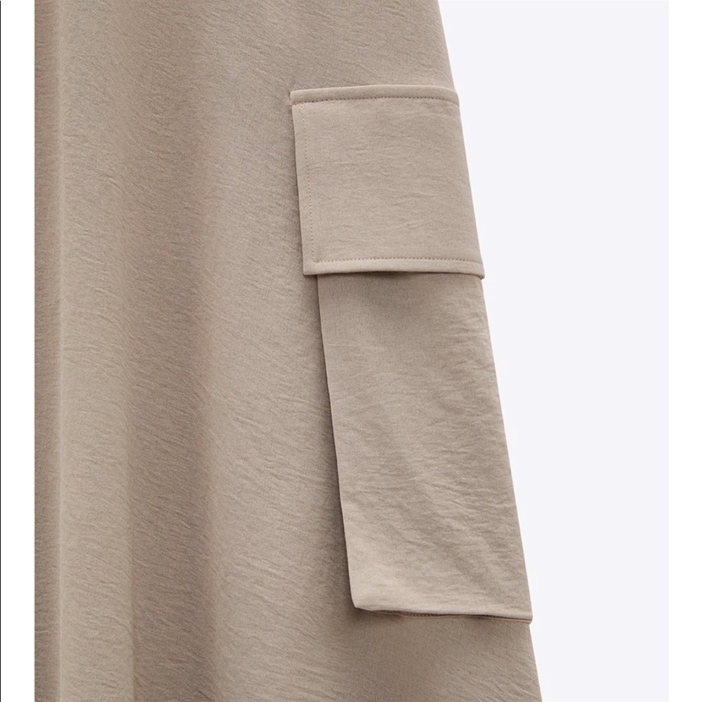 Tan super soft drawstring Zara Cargo skirt - Picture 2 of 4